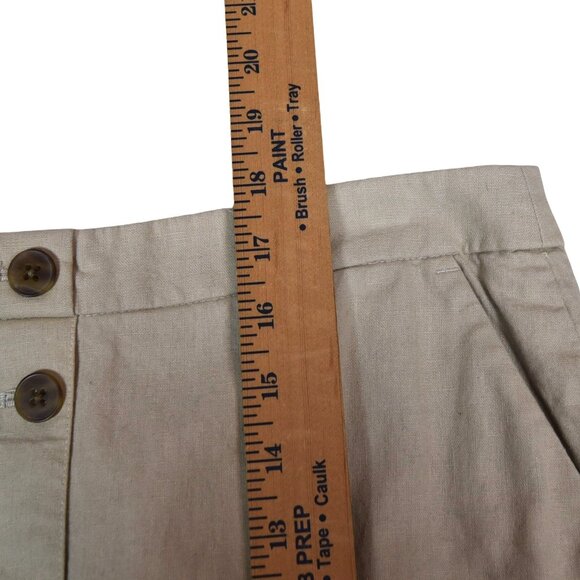 J.Crew Beige Button Linen Cotton Skirt Blend Minimalist Coastal Classic Fits 30" - Picture 6 of 7
